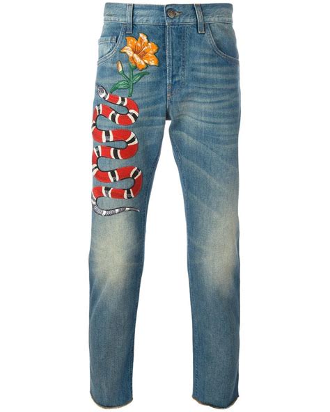 pantalone gucci serpente|gucci tapered jeans.